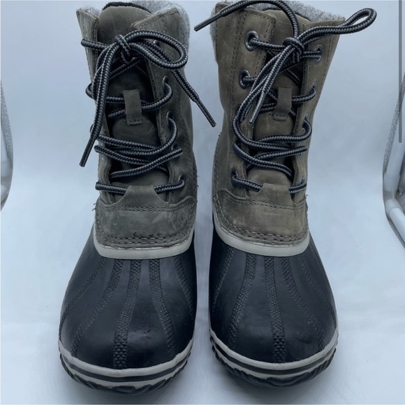 SOREL Slimpak II Women’s Ankle Boots Taupe Grey Suede Black 7.5 Waterproof - Picture 4 of 9